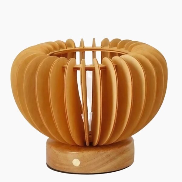 Lampe à poser en bois avec design éventail