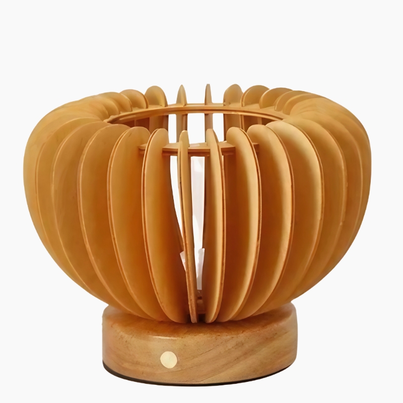 Lampe à poser en bois avec design éventail