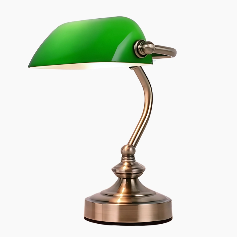 Lampe de bureau vintage style banquier avec abat-jour vert