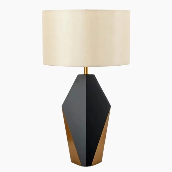Lampe de chevet architecturale avec éléments dorés