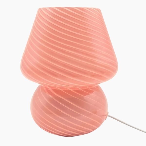 Lampe de chevet champignon en spirale rose