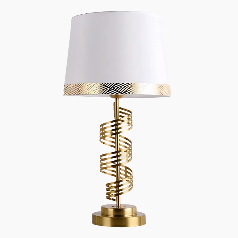 Lampe de chevet dorée avec base torsadée