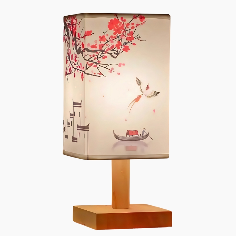 Lampe de chevet en bois style japonais à motif
