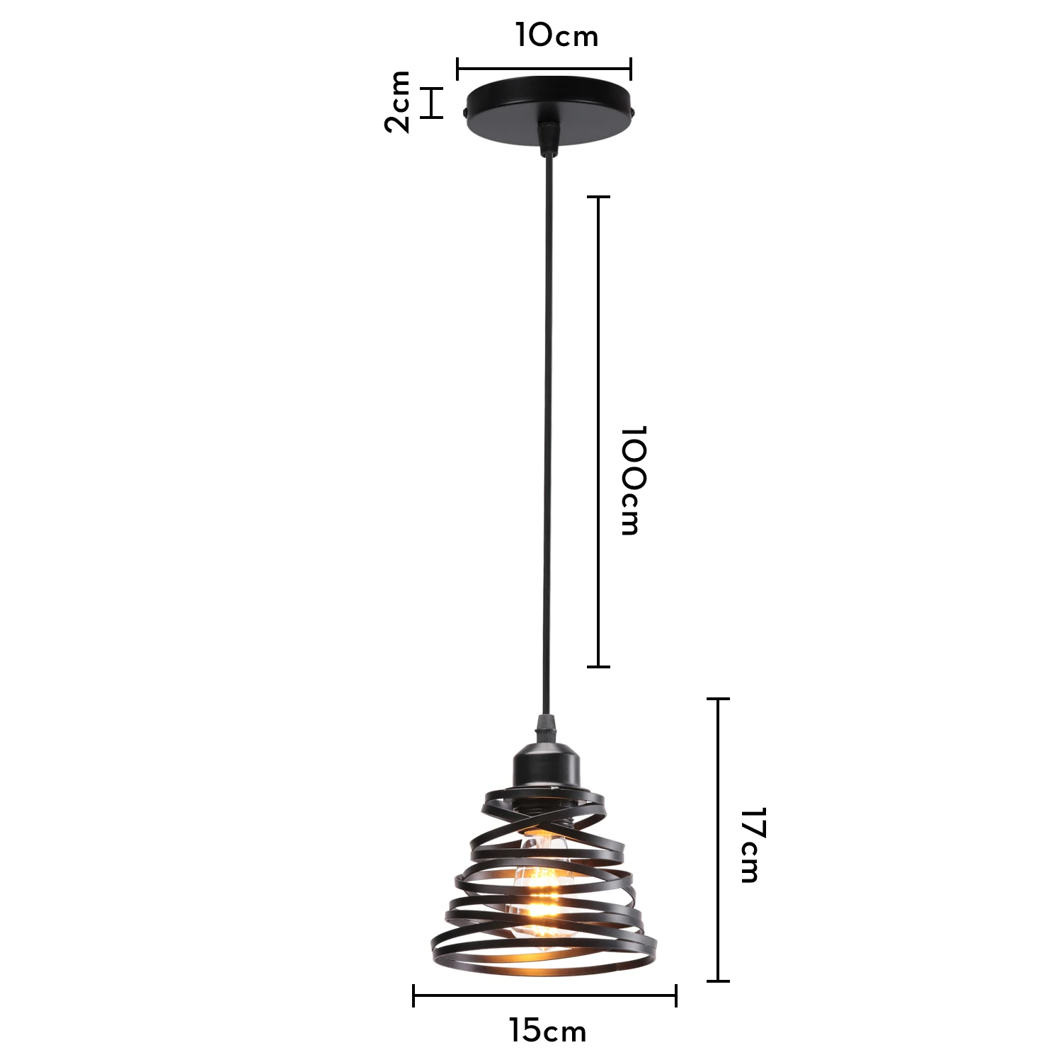 Suspension design vintage effet torsadé en métal noir – Image 4
