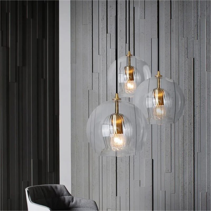 Suspension moderne avec sphère en verre transparent – Image 2