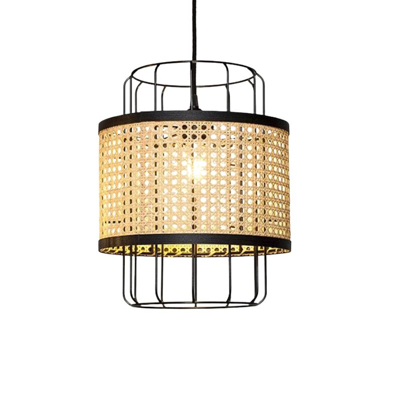 Suspension luminaire style japonais en osier – Image 6