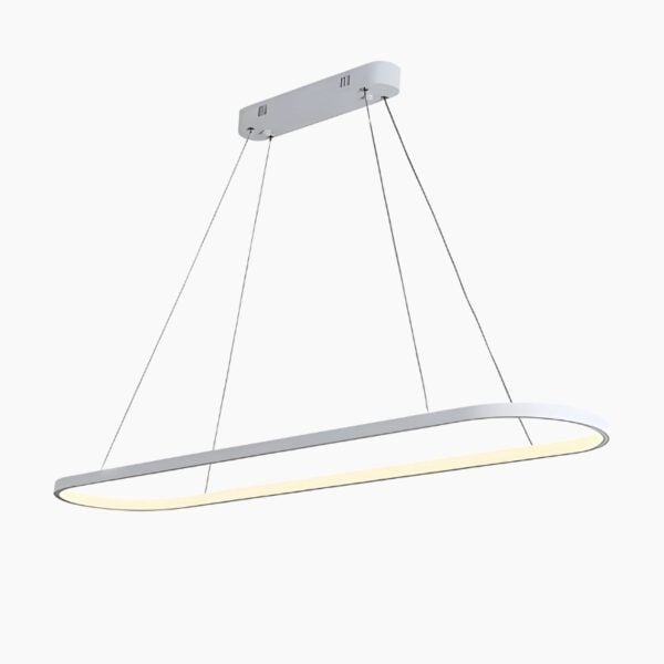 Suspension LED design ovale en métal blanc