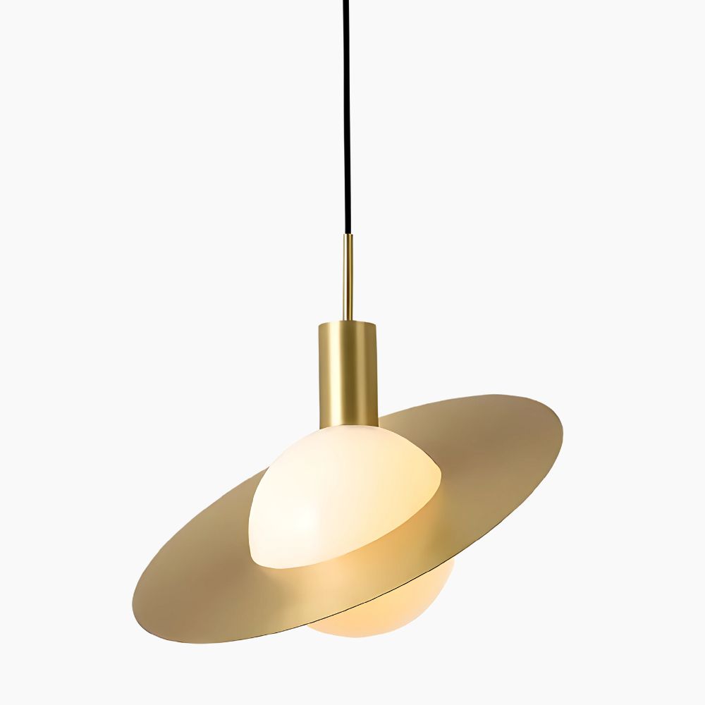 Suspension LED en forme de planète saturne dorée