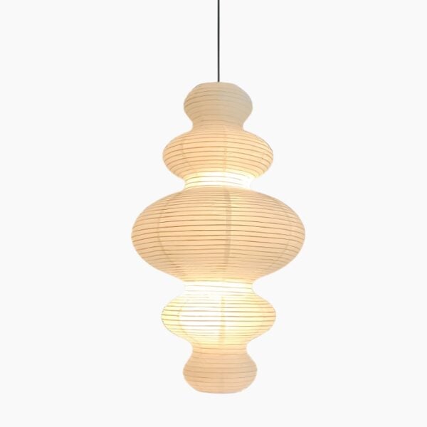 Suspension LED japonaise aux formes géométriques en papier