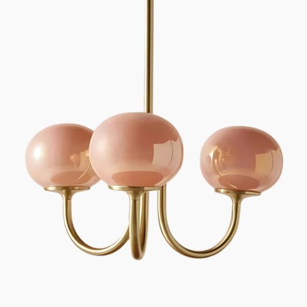 Suspension LED moderne avec trois boules en verre rose
