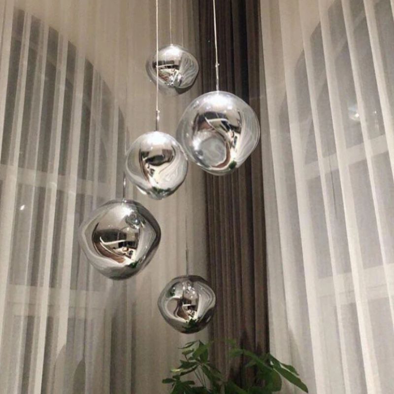 Suspension luminaire boule argentée originale et moderne – Image 5