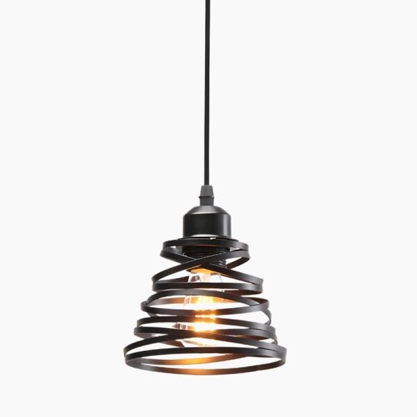 Suspension design vintage effet torsadé en métal noir