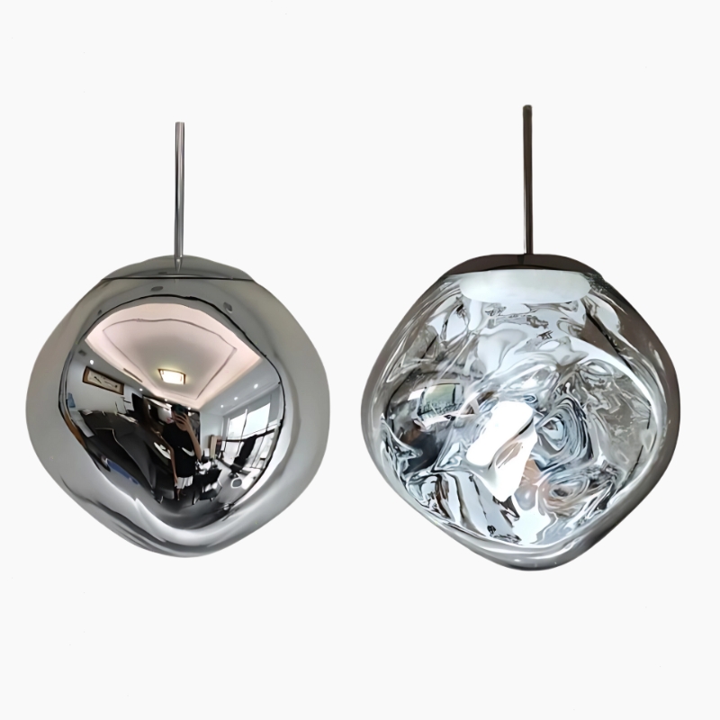 Suspension luminaire boule argentée originale et moderne