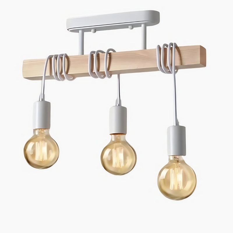 Suspension luminaire en bois au style rétro vintage