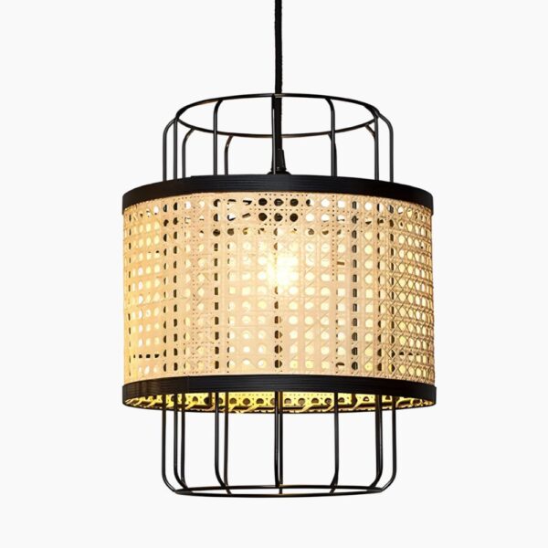 Suspension luminaire style japonais en osier