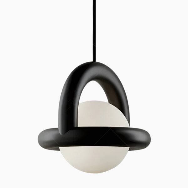 Suspension scandinave circulaire noire au design minimaliste
