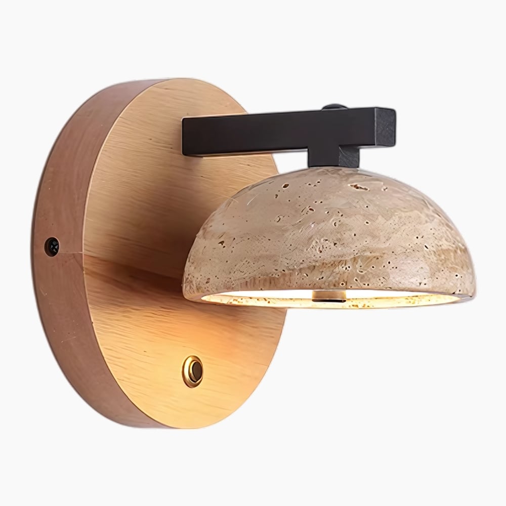 Applique murale LED design et ronde en pierre et fer