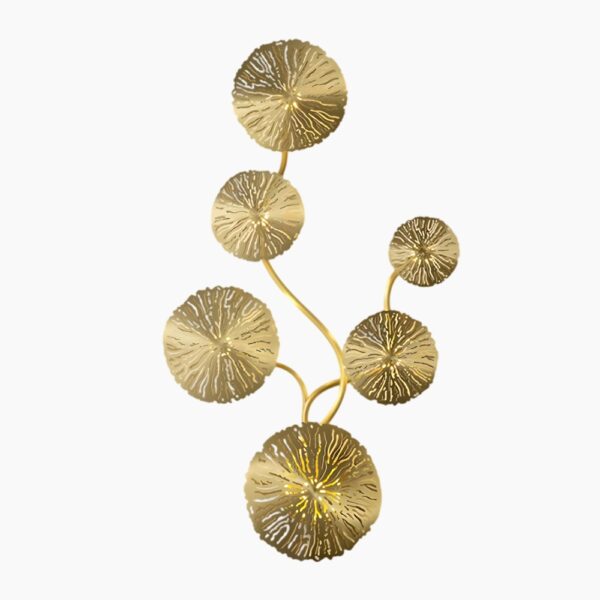 Applique murale dorée avec six têtes en forme de fleur