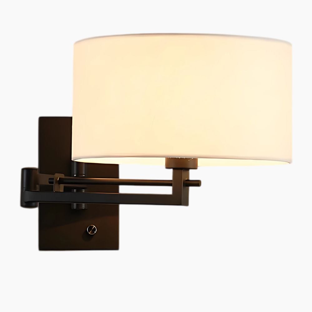 Applique murale tissu avec bras orientable noir en fer