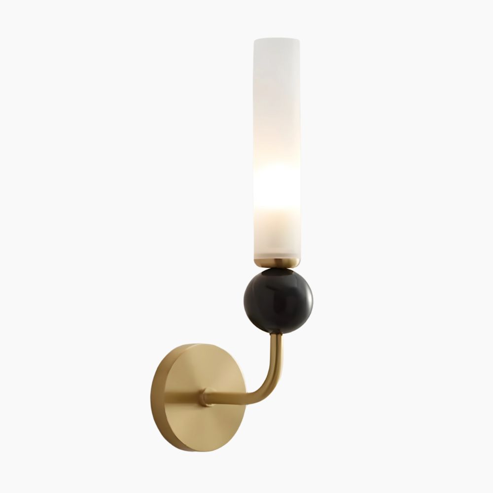 Applique murale LED dorée avec sphère en marbre