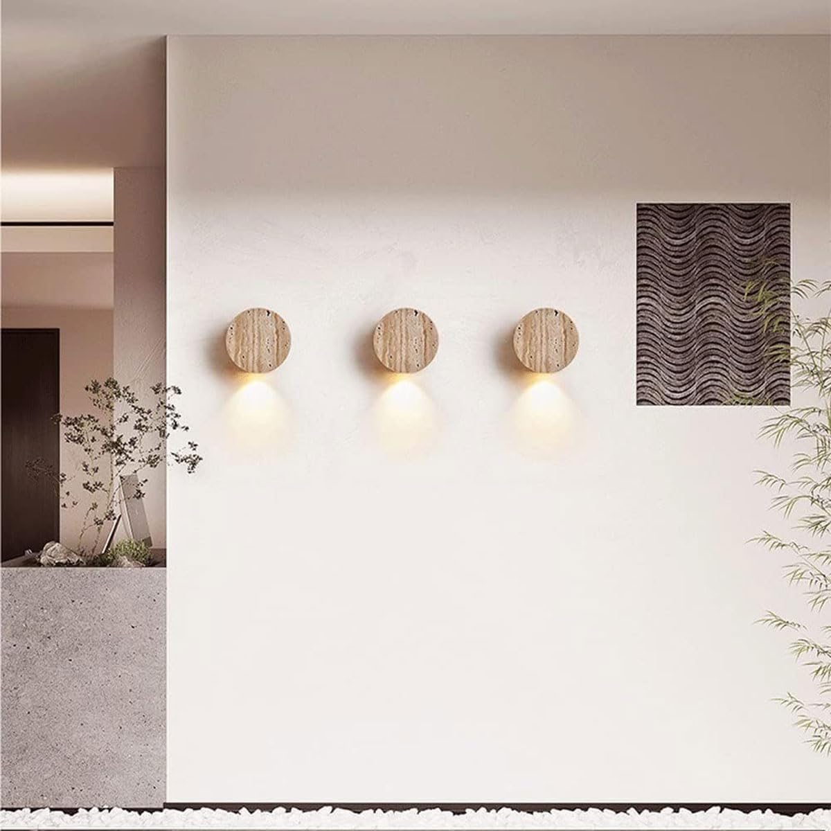 Applique murale ronde design Wabi sabi en pierre – Image 5
