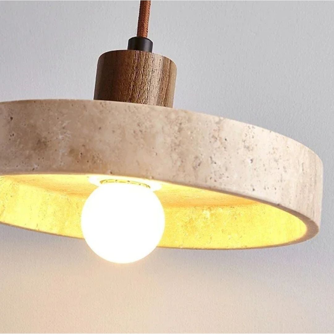 Suspension luminaire design en pierre travertin – Image 2