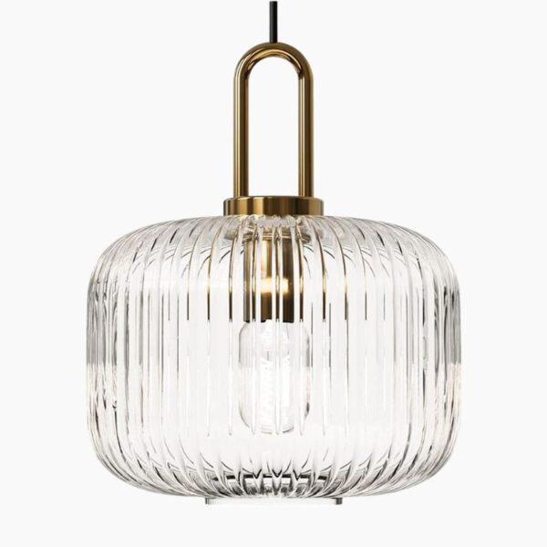 Suspension vintage en verre de forme cylindrique