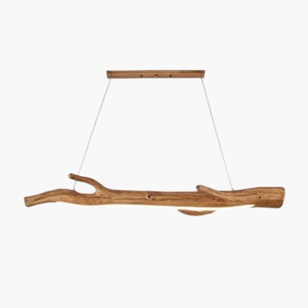 Lustre branche résine effet bois flotté avec bande LED
