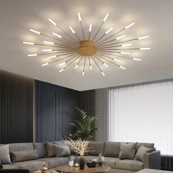 Lustre plafonnier moderne LED en métal style feu d’artifice