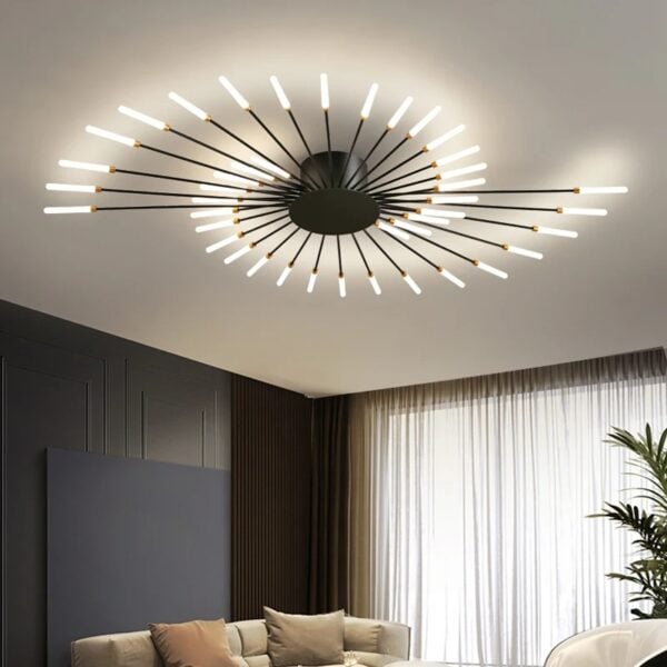 Lustre plafonnier moderne LED en métal style feu d’artifice