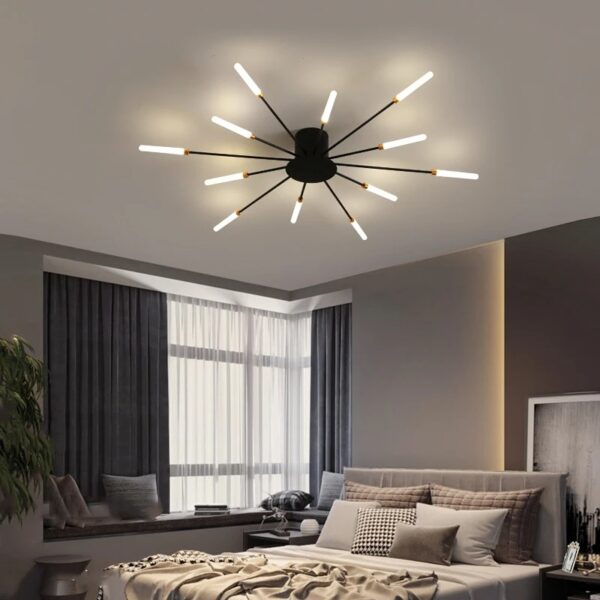 Lustre plafonnier moderne LED en métal style feu d’artifice