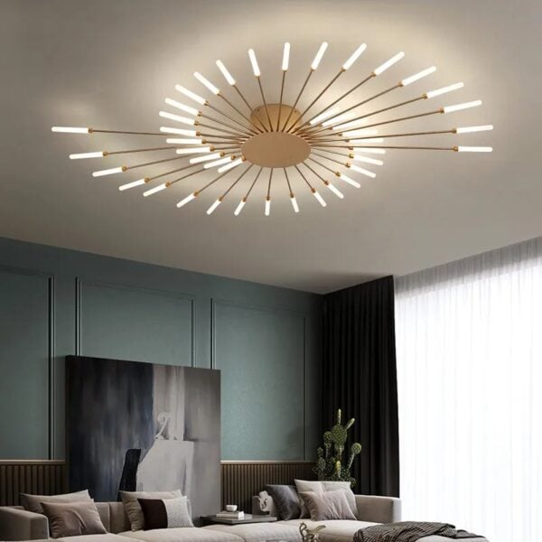 Lustre plafonnier moderne LED en métal style feu d’artifice