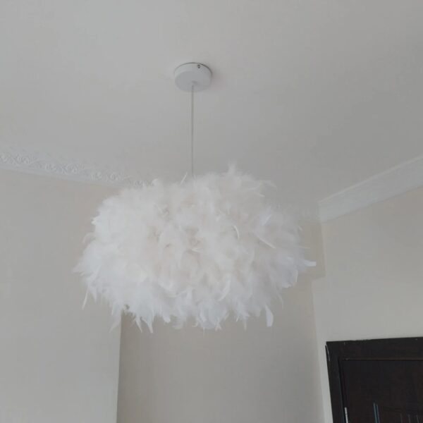 Suspension Plume Abat-Jour Blanc au Style Nordique