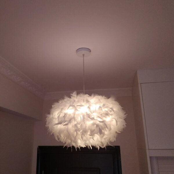 Suspension Plume Abat-Jour Blanc au Style Nordique