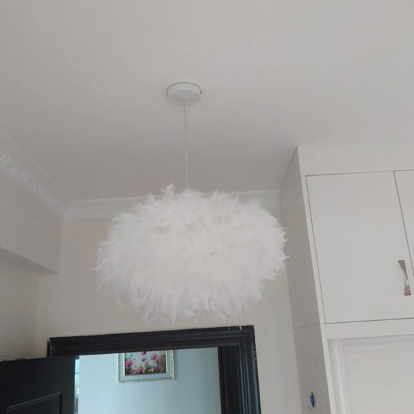 Suspension Plume Abat-Jour Blanc au Style Nordique