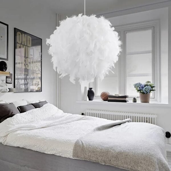 Suspension Plume Abat-Jour Blanc au Style Nordique